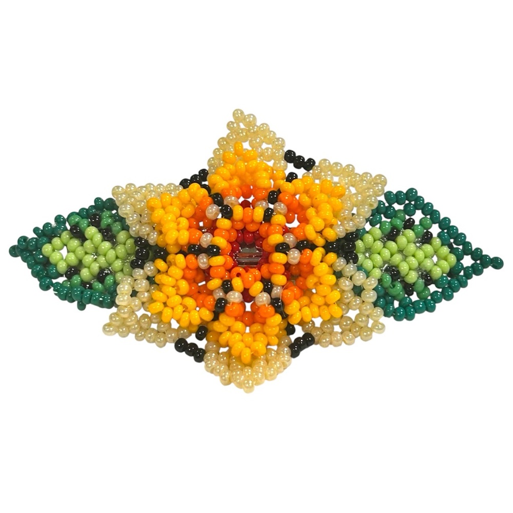 GrandmaMia Handmade 3D Seed Bead Floral French Barrette Hair Clip - Picture 8 of 9
